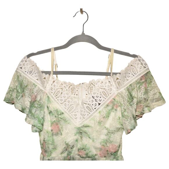 DISNEY PRINCESS $48 Floral Lace Cold-Shoulder Dress Juniors XS - Picture 5 of 6